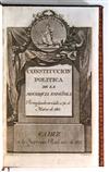 LAW  SPAIN.  Constitución Política de la Monarquía Española. Promulgada en Cádiz á 19. de Marzo de 1812.  1812 [i. e., 1820]